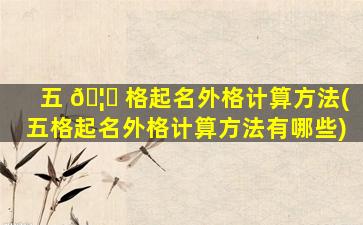 五 🦁 格起名外格计算方法(五格起名外格计算方法有哪些)